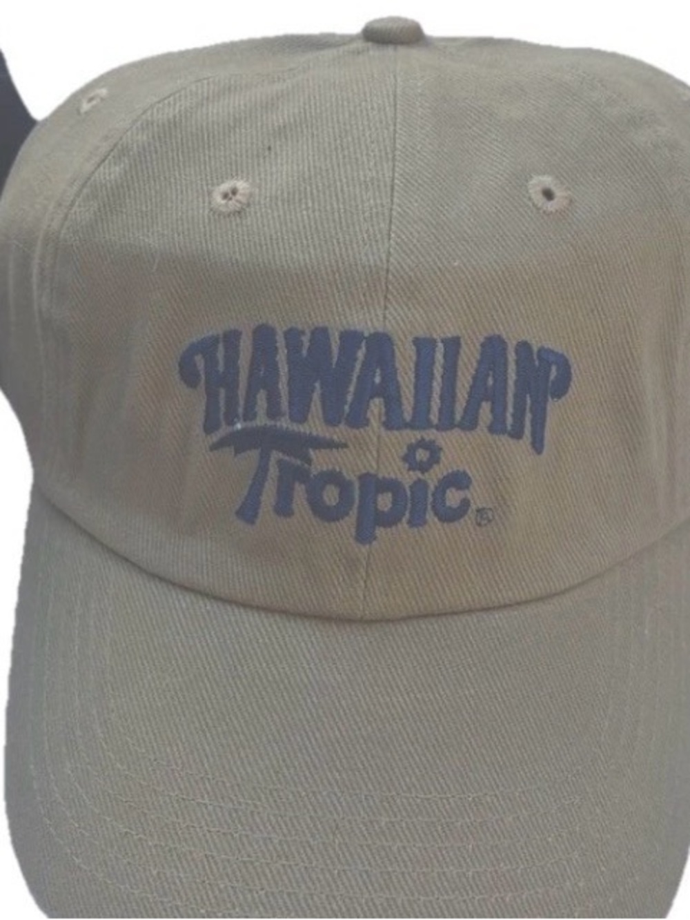Hawaiian Tropic Khaki Baseball Cap with Blue Embroidered Logo